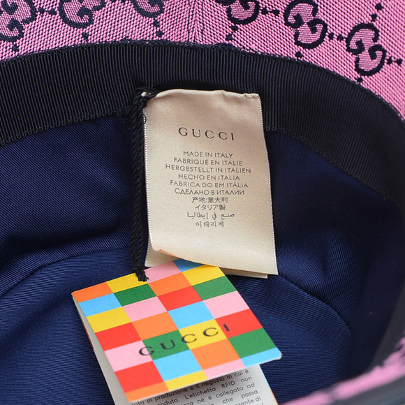 Gucci GG Pattern Fedora Hat Bucket Pink/Black 656573 L/59 size - Picture 6 of 7